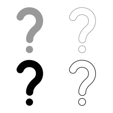 İmza soru işareti simgesi gri siyah renk çizim resmi basit düz çizgi kontur çizgisi ince düz