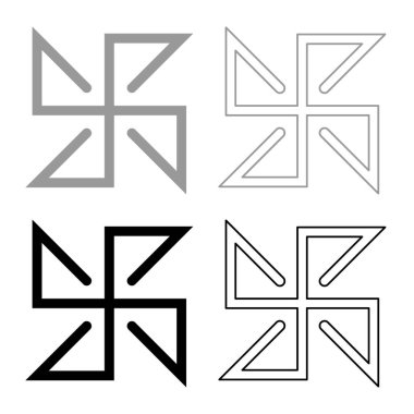 Yarovrat sembolü işareti Slav putperest simgesi simgesi gri siyah renk vektör illüstrasyon resmi düz çizgi dış hatları ince düz