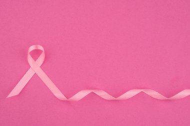 A pink ribbon on a soft pink backdrop highlights breast cancer awareness. clipart