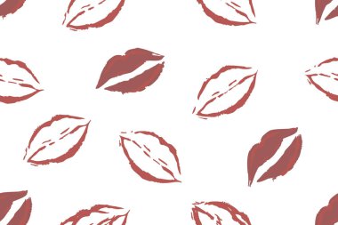 Tasarım için renkli dudak izi öpücükleri, sevgililer günü dikişsiz desen