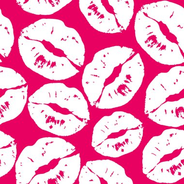 Öpücük izleri kusursuz arka plan, sevgililer günü desenli tasarım. Dudak deseni tasarımı.