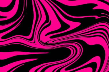 Soyut pembe ve siyah kıvrımlı akış şekilleri ve pürüzsüz eğrileri olan girdap tasarımı