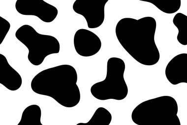 Düzensiz şekilleri ve tasarımları olan eşsiz siyah beyaz sığır derisi deseni