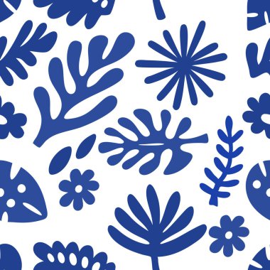 Tremdy pattern  background with abstract floral and leaf patterns clipart