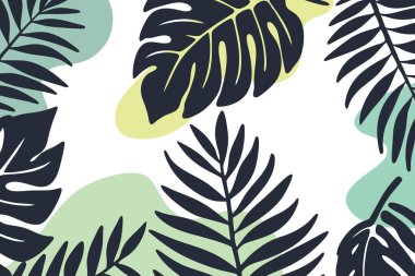 Canavar Yaprakları ve Soyut Şekillerle Arkaplan.