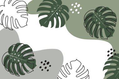 Canavar Yaprakları ve Soyut Şekillerle Arkaplan.