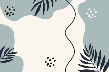 Canavar Yaprakları ve Soyut Şekillerle Arkaplan.