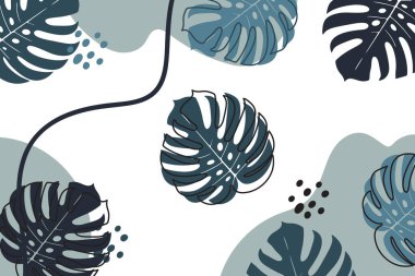 Canavar Yaprakları ve Soyut Şekillerle Arkaplan.