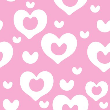 Tatlı Pembe ve Beyaz Kalp Şablonu