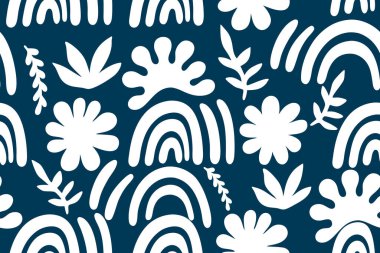 Minimalist Gökkuşakları ve Çiçekler kusursuz desen tasarımı