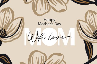 Elegant Mother's Day Card - Beige Floral Design clipart