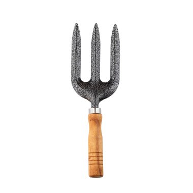 Gardening tool with wooden handle isolated on a white background clipart