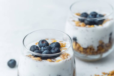 Taze yaban mersinli yoğurt tanecikleri.