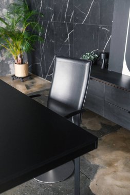 Sandalye ve Bitki Dekorlu Modern Ofis Masası