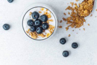 Yaban mersinli ve yoğurtlu granola parfe manzarası
