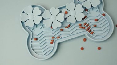 Köpekler, çiçek şekilleri ve öğrenme oyunu için köpekli mavi kemik şekilli snuffle mat