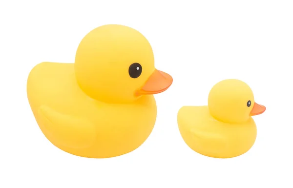 Set Yellow Rubber Ducks Isolated White Background Cute Object Isolated — Stock Photo, Image