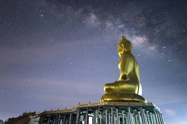 Milky Way Galaxy Big Buddha Statue Phutthamonthon Buddhist Park Chiang — Stock Photo, Image