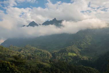 Chiang Dao dağının güzel manzarası Tayland 'ın Chiang Mai eyaletinin en yüksek 3. dağıdır (2,175 metre)..