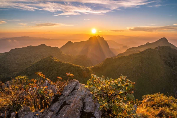 stock image The beautiful sunset over Doi Luang Chiangdao the third highest mountains in Thailand.