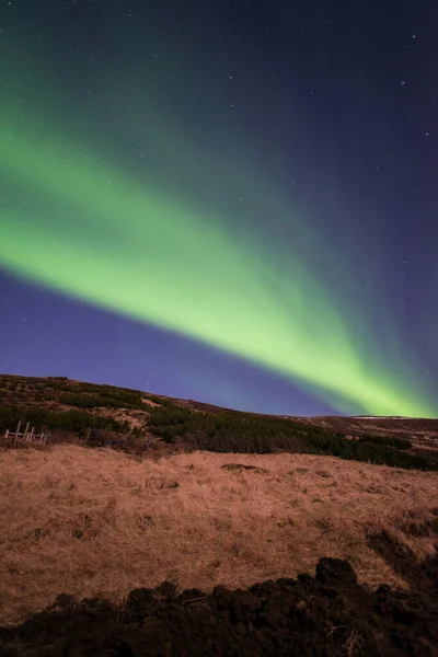Aurora Boreal Noite Estrelada Islândia — Fotografia de Stock