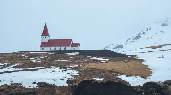 Eglise Reyniskirkja Une Église Emblématique Vik Célèbre Ville Sud Islande — Photo