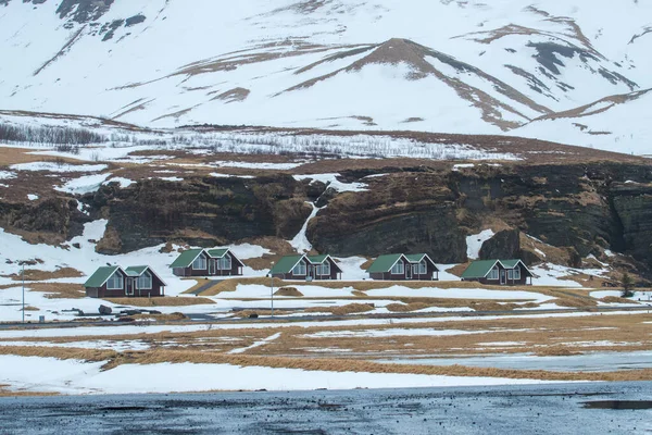 Petit Chalet Dans Ville Vik Dans Sud Islande Saison Hivernale — Photo
