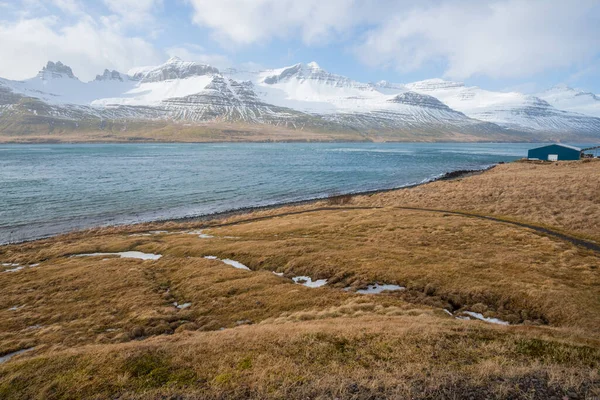 Hermosas Montañas Stoovarfjorour Pueblo Pescadores Fiordo Este Islandia — Foto de Stock