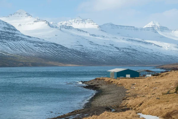 Gyönyörű Hegyek Stoovarfjorour Halász Falu Keleti Fjord Izland — Stock Fotó