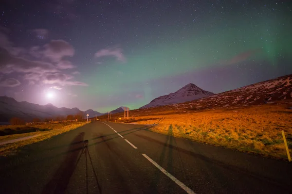 Aurora Borealis Aurore Boréale Périphérique Vide Stoovarfjorour Ville Est Islande — Photo