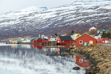 Eskifjordur, doğu İzlanda 'nın güzel balıkçı köyü..