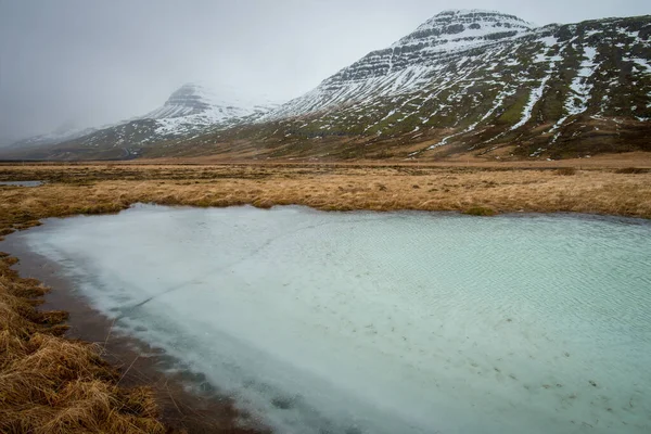 Der Fluss Bekommt Frost Der Isländischen Wintersaison — Stockfoto