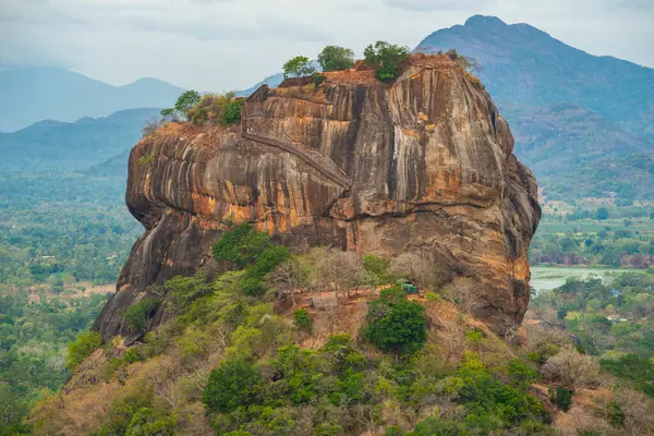 Scenery view of Sigiriya rock an iconic tourist destination and one of UNESCO world heritage site in Sri Lanka. King Kashyapa (477  495 CE) built his palace on the top of this rock.