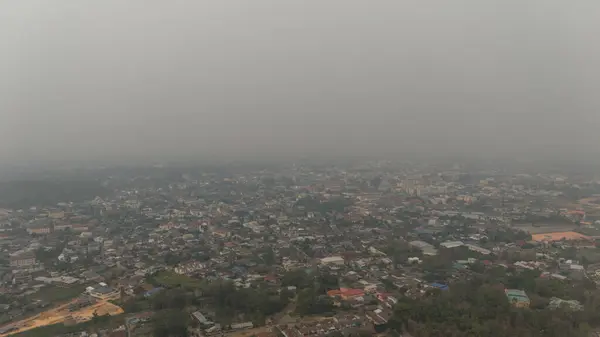 Légi Felvétel Környezet Chiang Rai Város Borított Rossz Légszennyezés Mint Stock Kép
