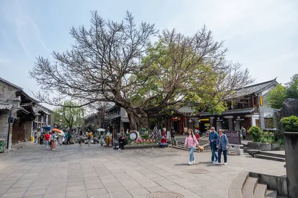 Dali, Çin: Mart-21-2024: Yunnan 'ın en popüler turizm beldelerinden Dali' nin eski kasabasının manzarası. Dali aslında 15. yüzyılda Ming Hanedanlığı tarafından yönetilen bir yapı..