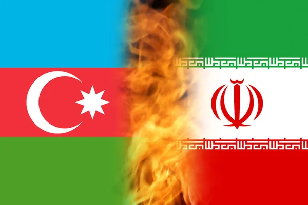 Desenfoque Fondo Bandera Irán Azerbaiyán Relación Crisis Azerbaiyán Relaciones Con — Foto de Stock