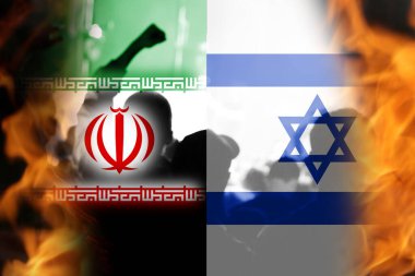 İsrail 'in İran ulusal bayraklarını yok et. Protestocu adam. Haberler, gazetecilik, iş geçmişi. İsrail İran 'a karşı. İki ülkenin savaşı. Ateş alevi. Odaklanamıyorum.