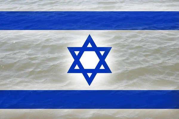 이스라엘의 상징적 깃발이었다 흔들어 배경의 이스라엘 이미지 플래그 초점이 않는다 — 스톡 사진