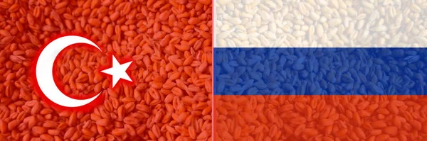 Defocus Negócio Grãos Russo Ucraniano Bandeira Turquia Rússia Alto Preço — Fotografia de Stock