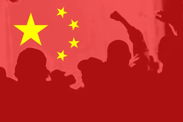 中国を抗議する 中国の不動産と債務危機 中国ではゼロ コヴィトとロックダウンの抗議 群衆だ 革命デモ 共産主義 抗議者を殺せ 赤い旗の人 — ストック写真