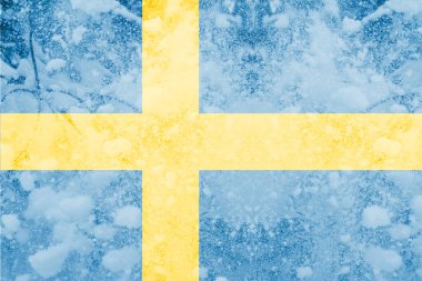 İsveç 'te soğuk kış defocus. Enerji krizi kavramı ve artan elektrik talebi. İsveç bayrağı kar tatili. Odaklanamıyorum.