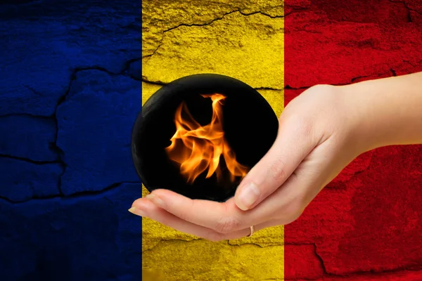 Terramoto Roménia Uma Bandeira Luto Epicentro Terramoto Rezem Pela Roménia — Fotografia de Stock