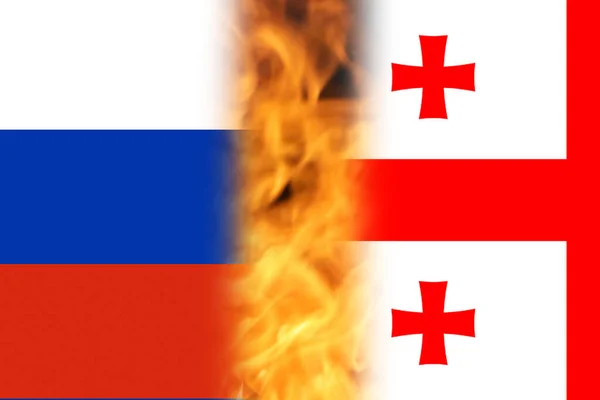 Rússia Geórgia Rússia Geórgia Bandeiras Relação Rússia Política Cooperação Política — Fotografia de Stock