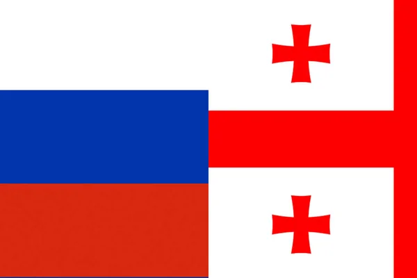 Росія Грузія Росія Проти Грузинських Прапорів Відношення Росія Грузія Конфліктує — стокове фото