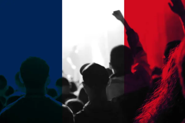 Протестував Францію Прапор Франції Протест Франції Підніміть Руки Пенсійні Реформи — стокове фото