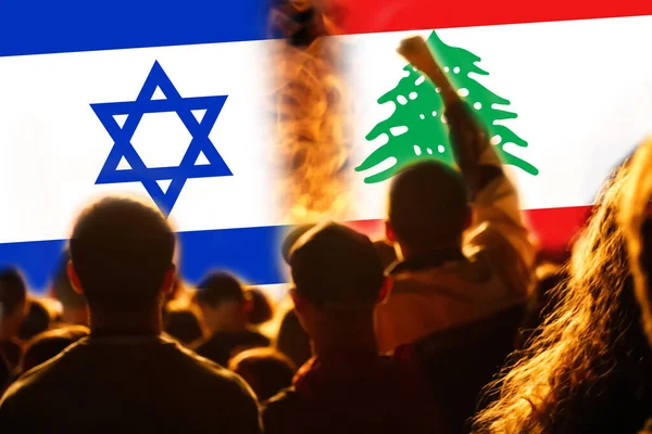 Война Ливане Флаги Израиля Палестины Концепция Конфликта Между Израилем Палестинской — стоковое фото