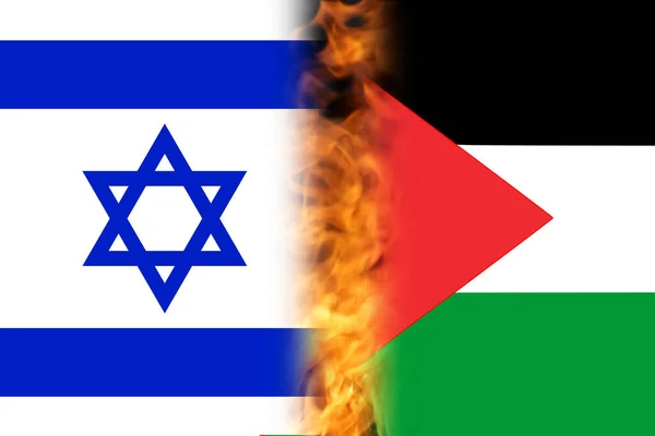 Israel Palestine War Concept Crisis War Political Conflicts Nations Flags — Stock Photo, Image