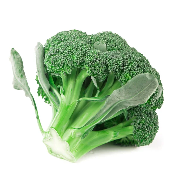Frische Rohe Grüne Brokkoli Stücke Auf Weiß — Stockfoto