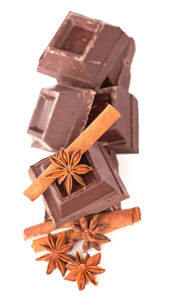 Chocolate Bars Its Ingredients Isolated — Stok fotoğraf