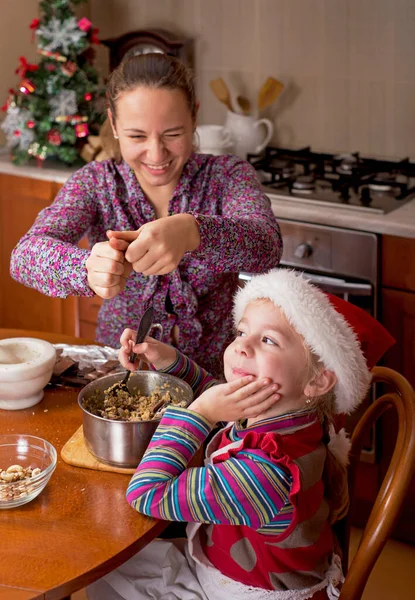 Christmas Atmosphere Children Drink Tea — Stock Photo, Image